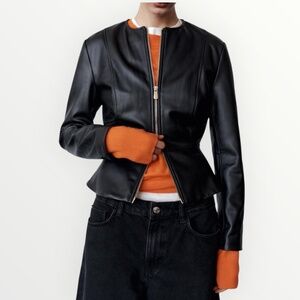 Zara Faux Leather Peplum Jacket